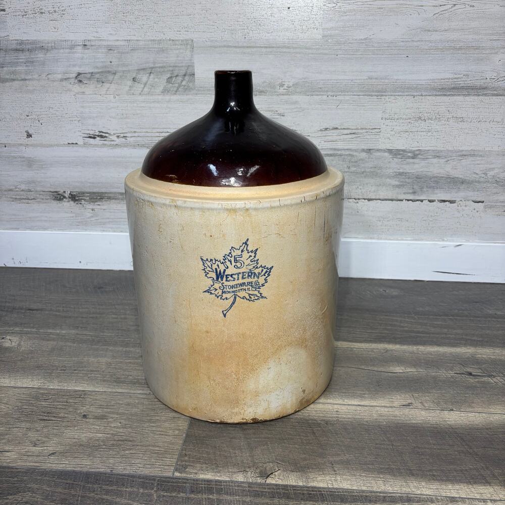 Vintage Western Stoneware 5 Gallon Two Tone Crock Jug